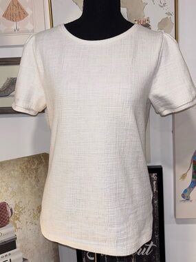 J. Crew Cream Textured Short Sleeve Top